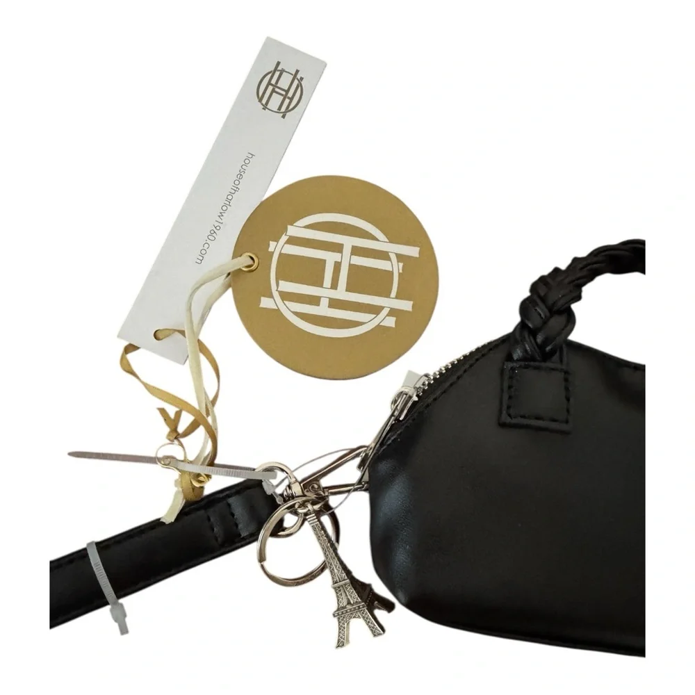 House of Harlow Mini Black Purse Keychain Bag Charm w/ Eiffel Tower NWT - Picture 2 of 3